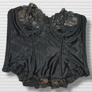 VTG Gold Label Victoria’s Secret Black Lace Bustier Corset Top 36 USA Union Made